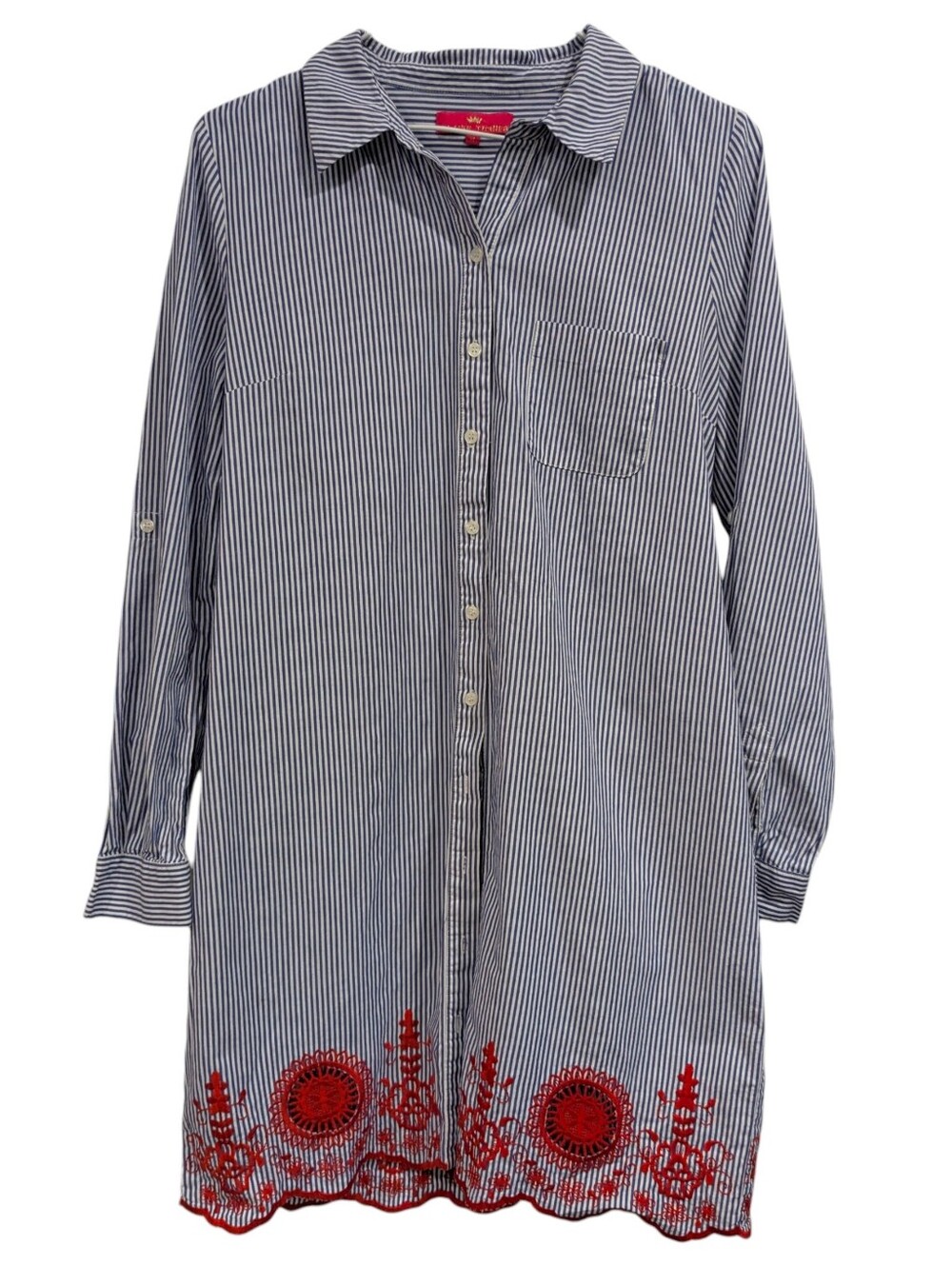 Elaine turner‎ 100% cotton embroidered shirtdress size M